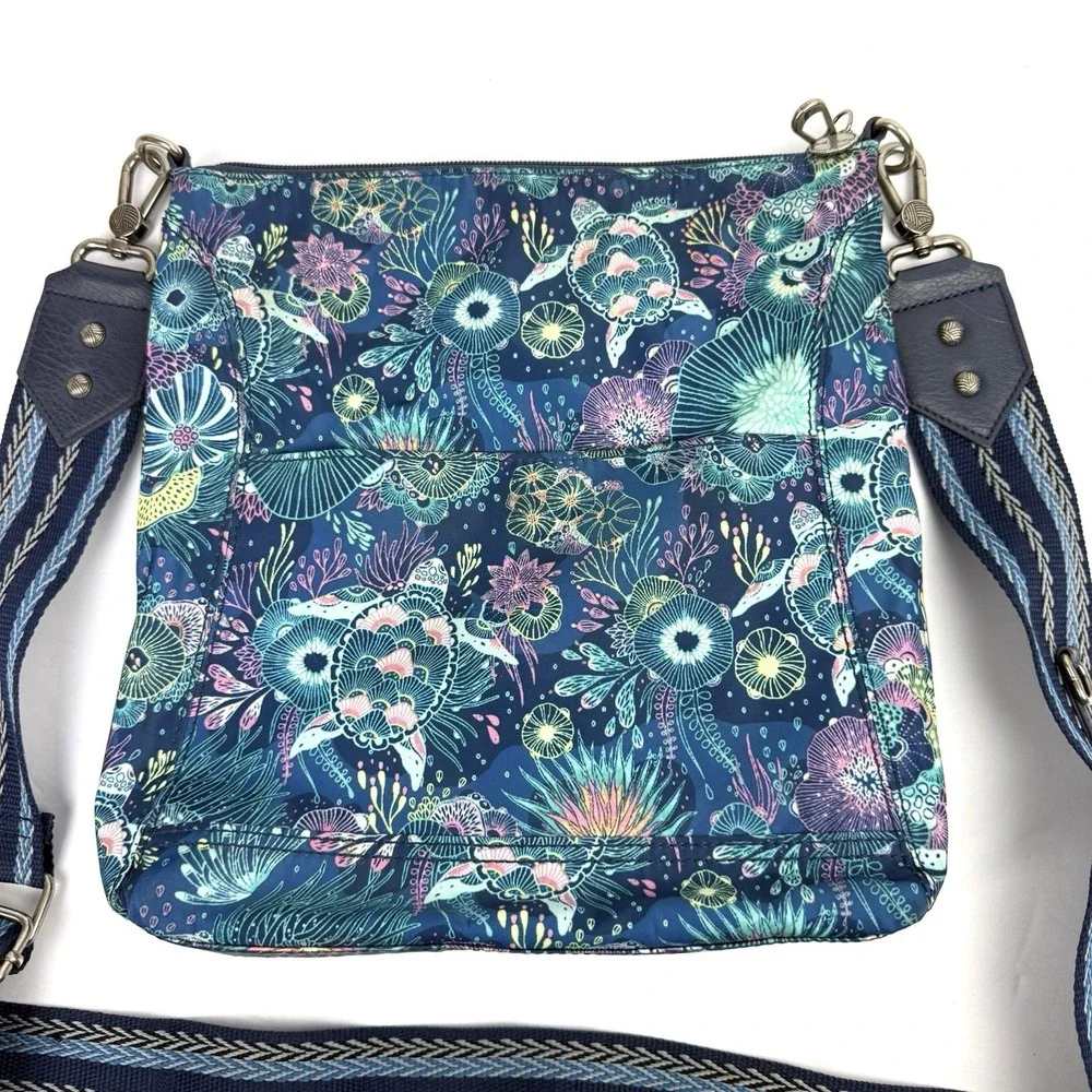 Sakroots Handbag Blue Floral Nylon Guitar Strap Colorful Boho Crossbody Bag Rare